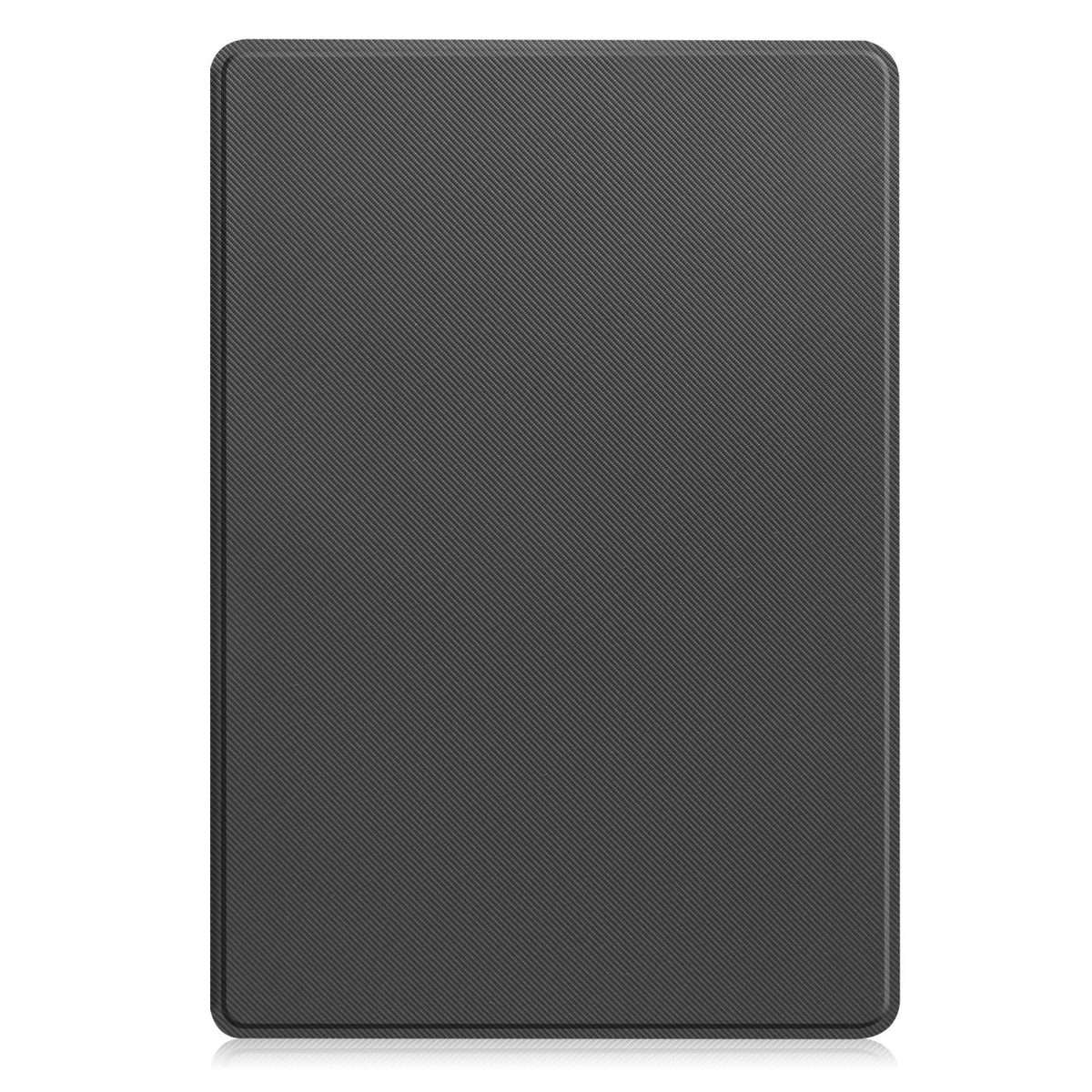 For Samsung Galaxy Tab A11+ Twill Fabric Vegan Leather Smart Tablet Case with Pen Tray ... (Grey)