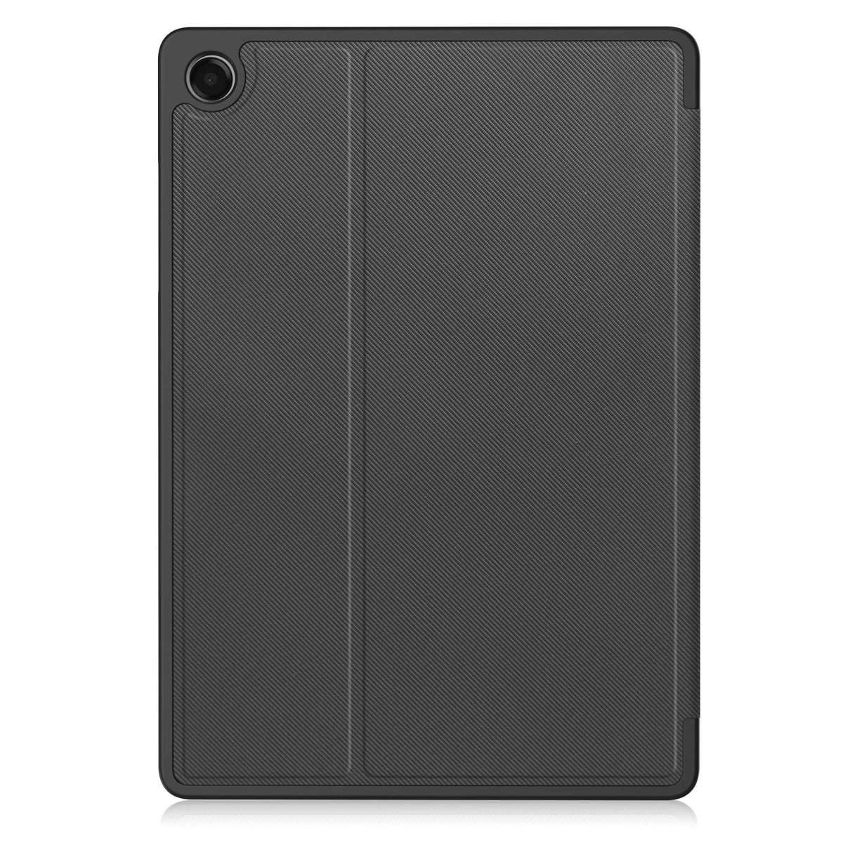 For Samsung Galaxy Tab A11+ Twill Fabric Vegan Leather Smart Tablet Case with Pen Tray ... (Grey)