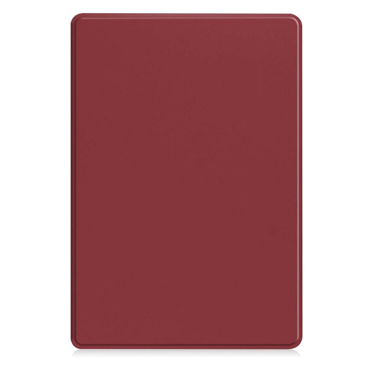 For Samsung Galaxy Tab A11+ Twill Fabric Vegan Leather Smart Tablet Case with Pen T ... (Wine Red)