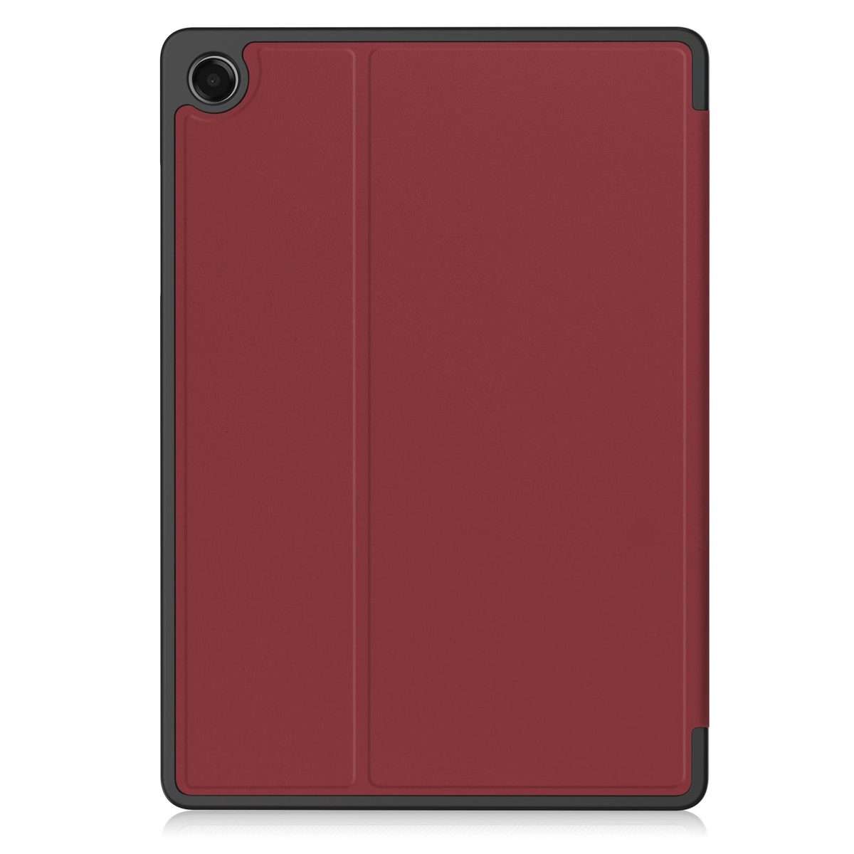 For Samsung Galaxy Tab A11+ Twill Fabric Vegan Leather Smart Tablet Case with Pen T ... (Wine Red)