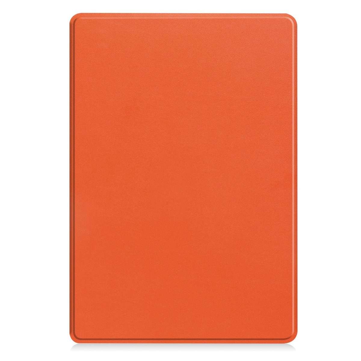 For Samsung Galaxy Tab A11+ Twill Fabric Vegan Leather Smart Tablet Case with Pen Tra ... (Orange)