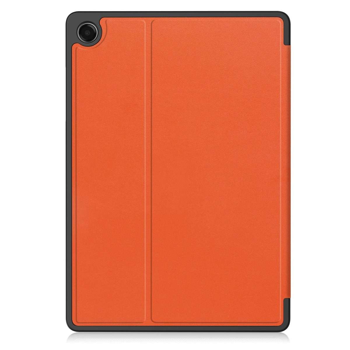 For Samsung Galaxy Tab A11+ Twill Fabric Vegan Leather Smart Tablet Case with Pen Tra ... (Orange)