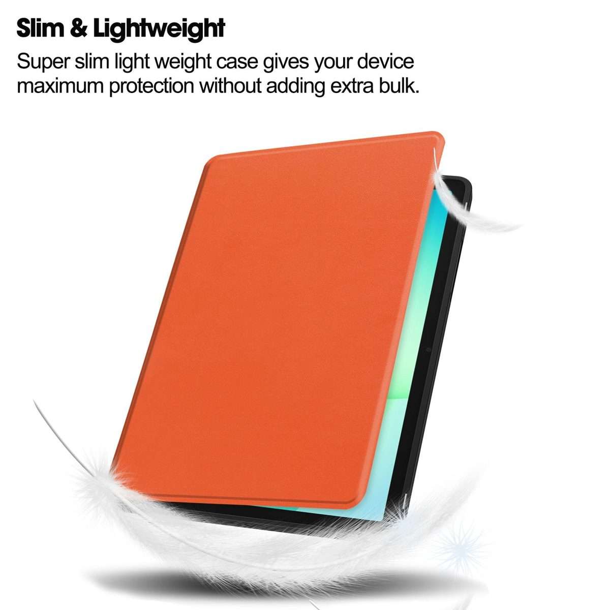 For Samsung Galaxy Tab A11+ Twill Fabric Vegan Leather Smart Tablet Case with Pen Tra ... (Orange)