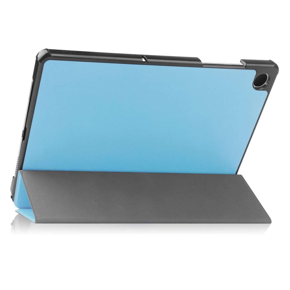For Samsung Galaxy Tab A11+ Custer Pure Color 3-Fold Holder Smart Leather Tablet Case(Sky Blue)