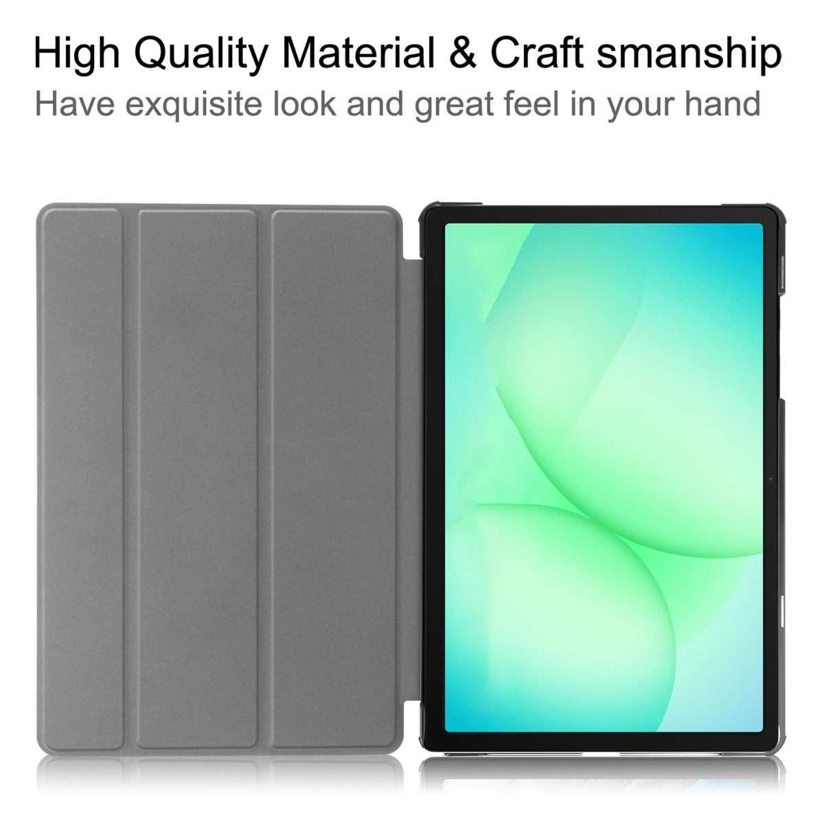 For Samsung Galaxy Tab A11+ Custer Pure Color 3-Fold Holder Smart Leather Tablet Case(Sky Blue)