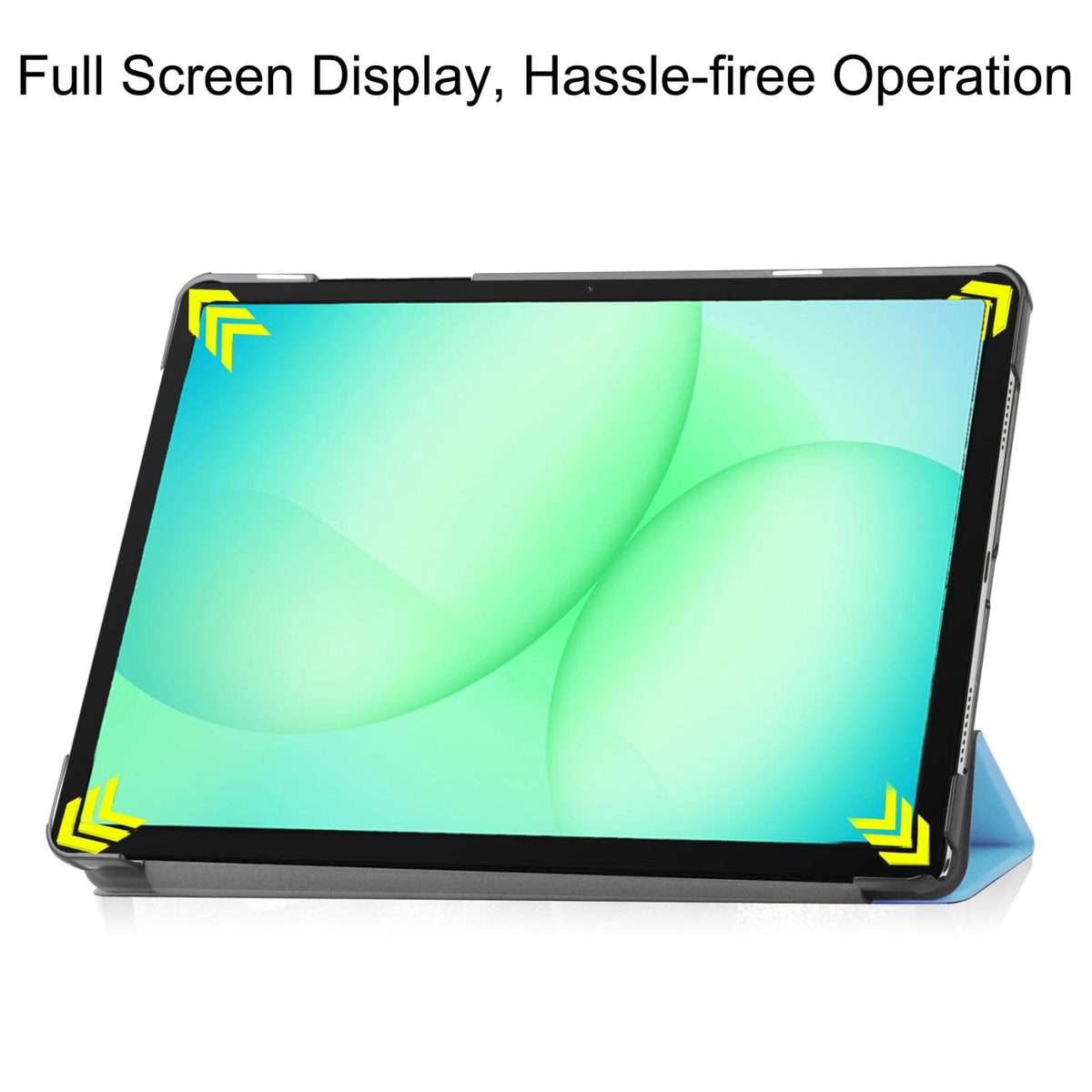 For Samsung Galaxy Tab A11+ Custer Pure Color 3-Fold Holder Smart Leather Tablet Case(Sky Blue)