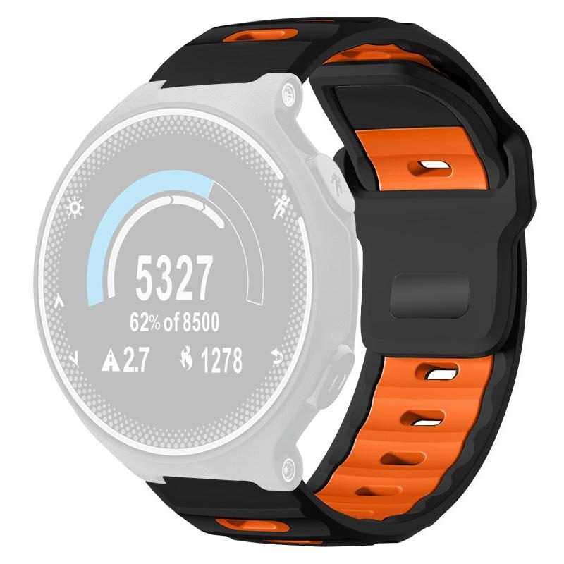 For Garmin Forerunner 220/735/735XT/230/235 xDfind Flat-head Dual-color Silicon ... (Black+Orange)