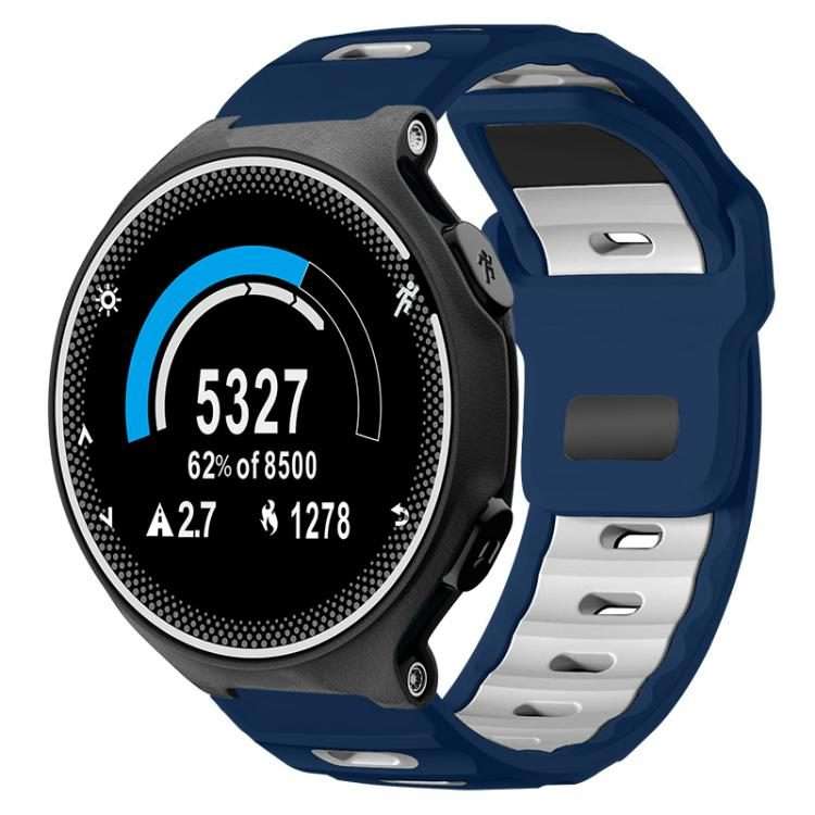 For Garmin Forerunner 220/735/735XT/230/235 xDfind Flat-head Dual-color Sili ... (Navy Blue+White)