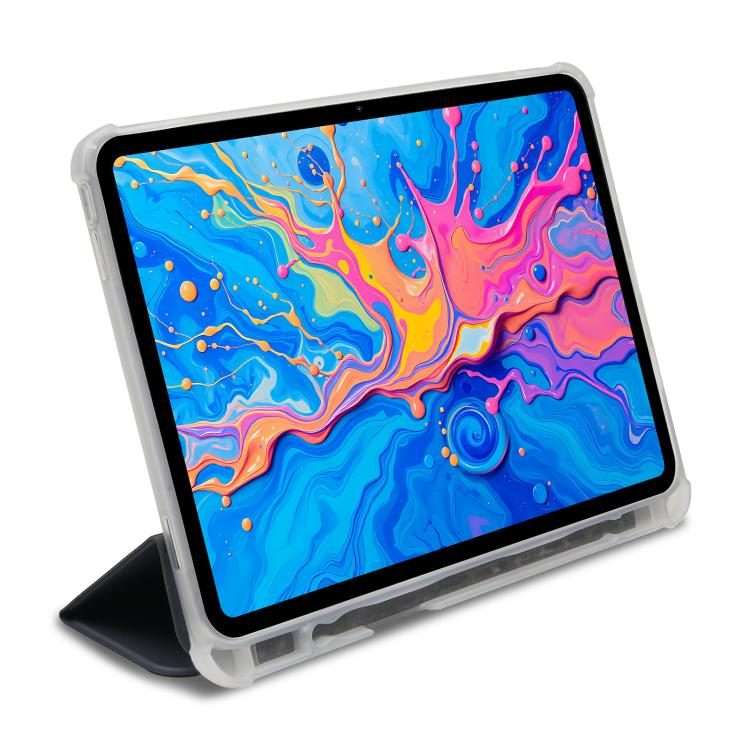 For Teclast ArtPad Pro 3-Fold Holder Folio Leather Tablet Smart Case(Dark Blue)