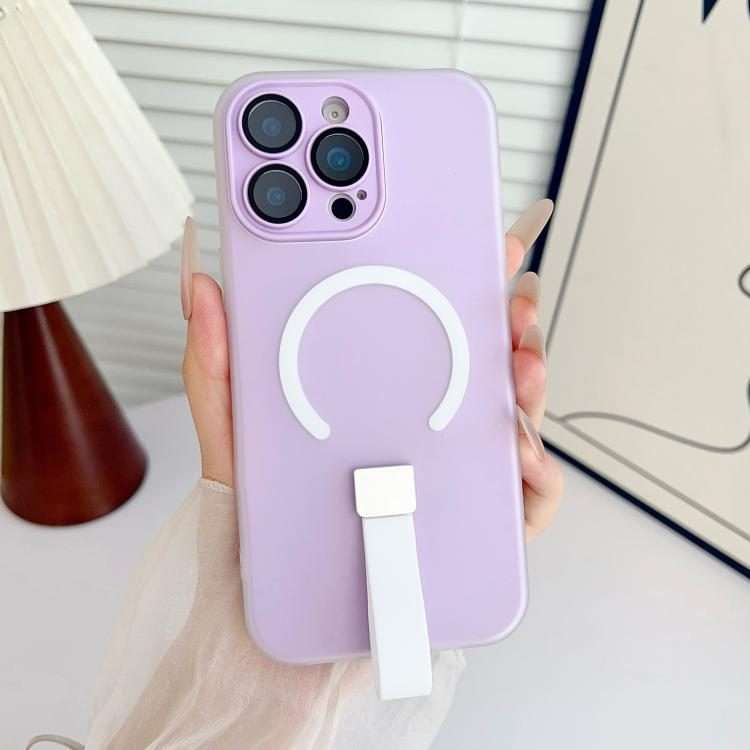 For iPhone 12 Pro Max Eagle Eye Dual-layer Jelly Magnetic Phone Case with Silicone St ... (Purple)