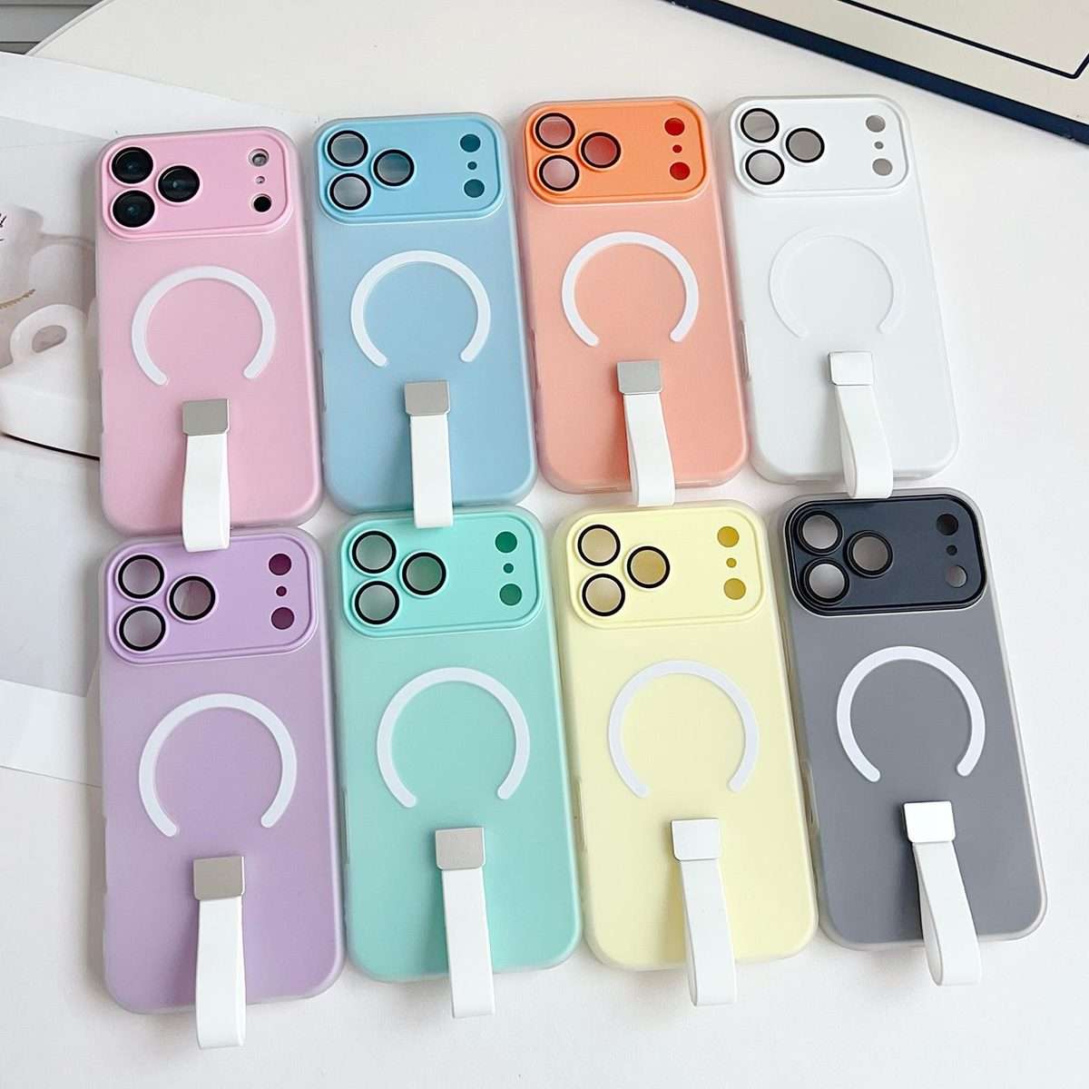 For iPhone 12 Pro Max Eagle Eye Dual-layer Jelly Magnetic Phone Case with Silicone St ... (Purple)
