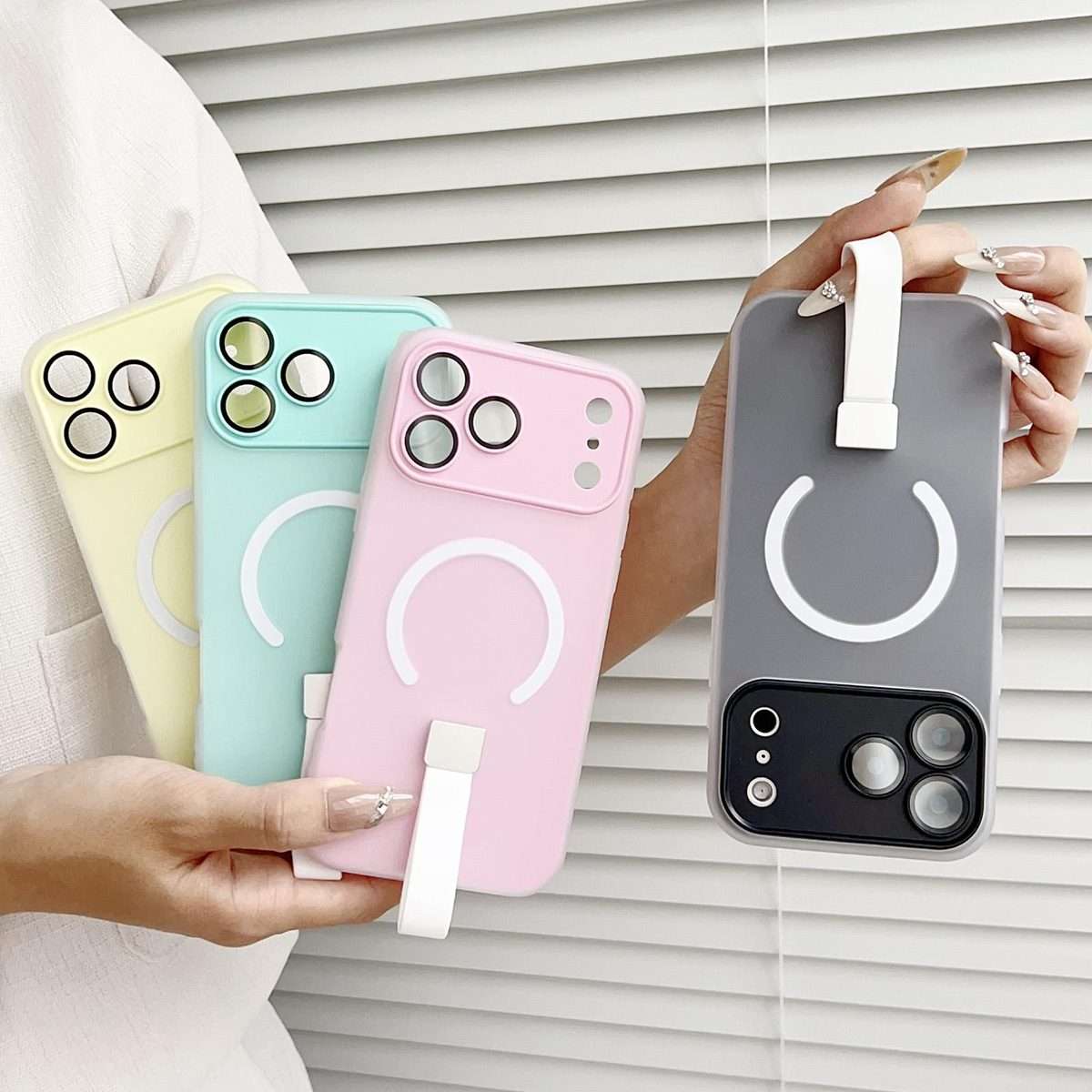 For iPhone 12 Pro Max Eagle Eye Dual-layer Jelly Magnetic Phone Case with Silicone St ... (Purple)