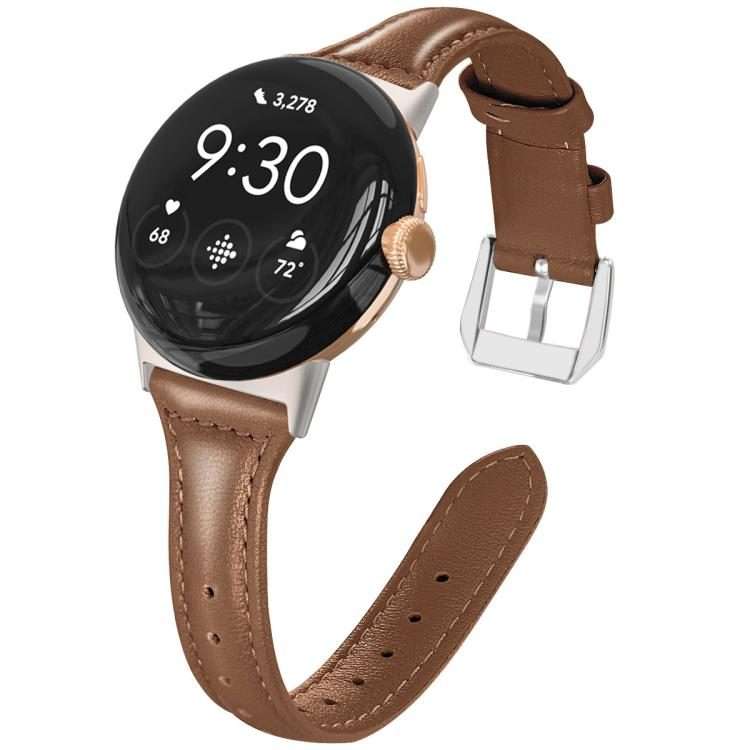 For Google Pixel Watch 4 / 3 45mm xDfind Slim Genuine Leather Watch Band(Brown)
