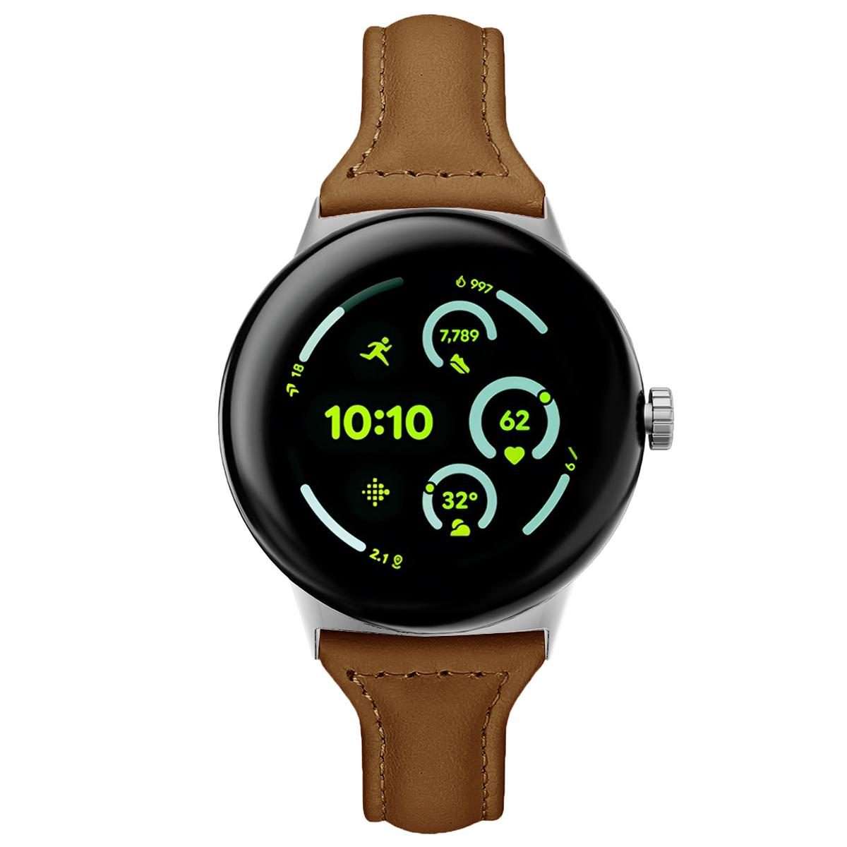 For Google Pixel Watch 4 / 3 45mm xDfind Slim Genuine Leather Watch Band(Brown)