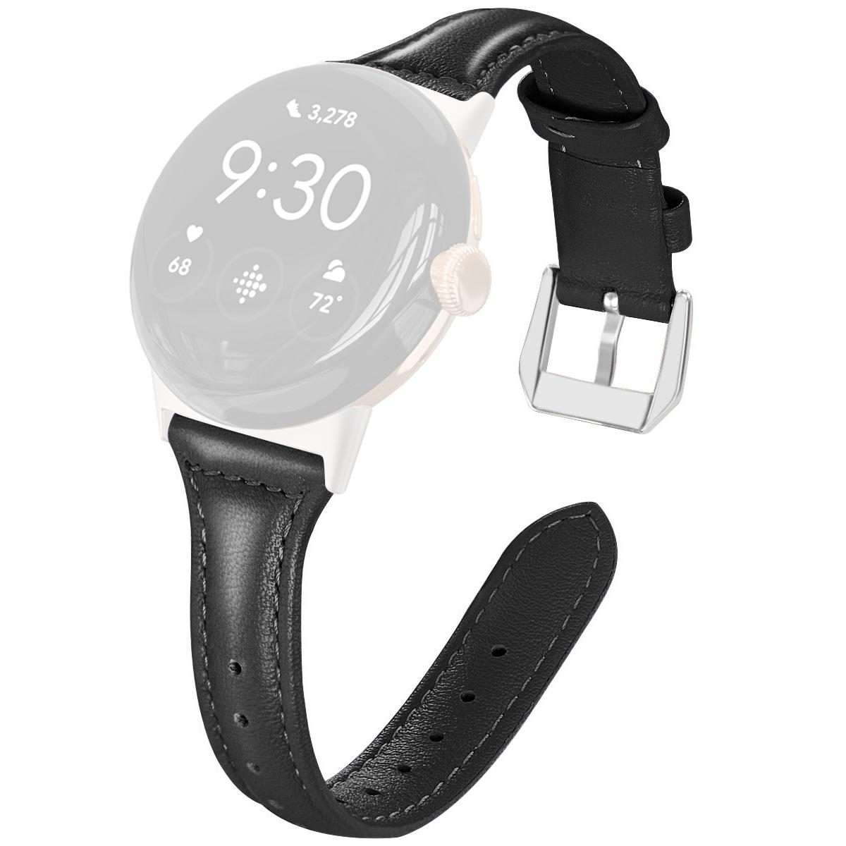For Google Pixel Watch 4 / 3 45mm xDfind Slim Genuine Leather Watch Band(Black)