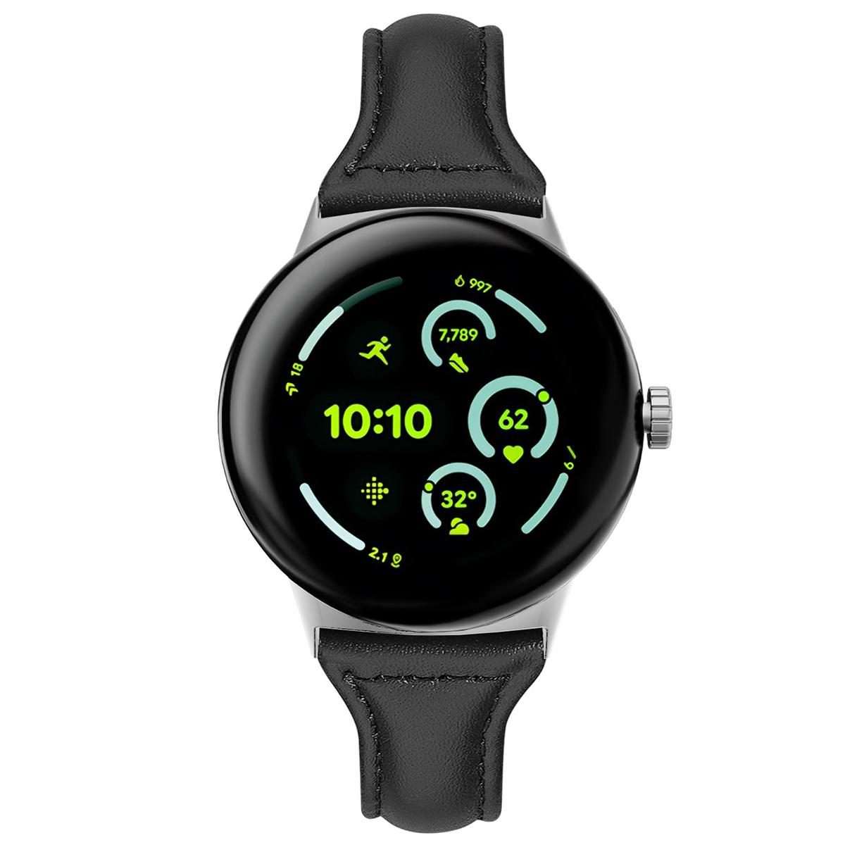 For Google Pixel Watch 4 / 3 45mm xDfind Slim Genuine Leather Watch Band(Black)