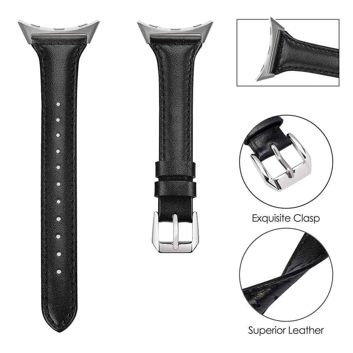 For Google Pixel Watch 4 / 3 45mm xDfind Slim Genuine Leather Watch Band(Black)