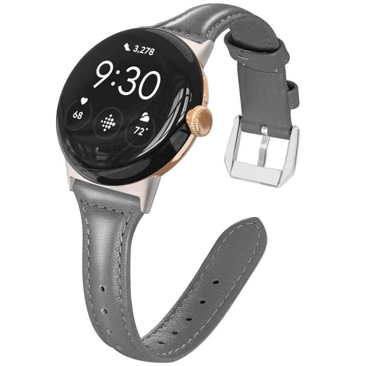 For Google Pixel Watch 4 / 3 45mm xDfind Slim Genuine Leather Watch Band(Grey)