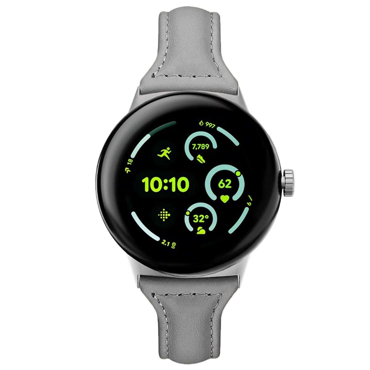 For Google Pixel Watch 4 / 3 45mm xDfind Slim Genuine Leather Watch Band(Grey)