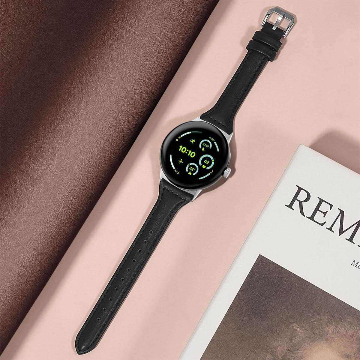 For Google Pixel Watch 4 / 3 45mm xDfind Slim Genuine Leather Watch Band(Grey)