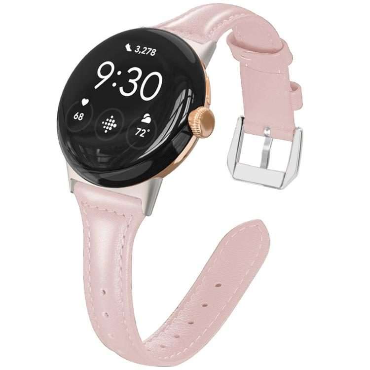For Google Pixel Watch 4 / 3 45mm xDfind Slim Genuine Leather Watch Band(Pink)