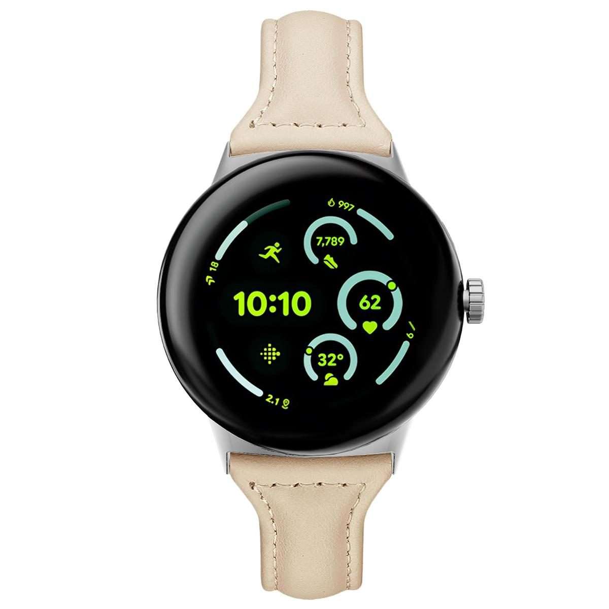 For Google Pixel Watch 4 / 3 45mm xDfind Slim Genuine Leather Watch Band(Ivory White)