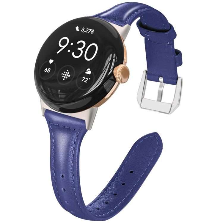For Google Pixel Watch 4 / 3 45mm xDfind Slim Genuine Leather Watch Band(Dark Blue)