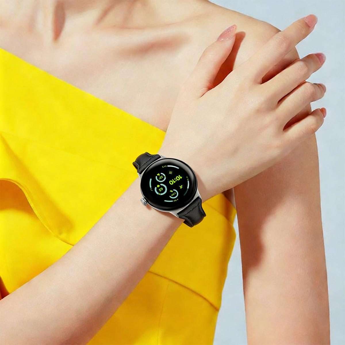 For Google Pixel Watch 4 / 3 45mm xDfind Slim Genuine Leather Watch Band(Dark Blue)