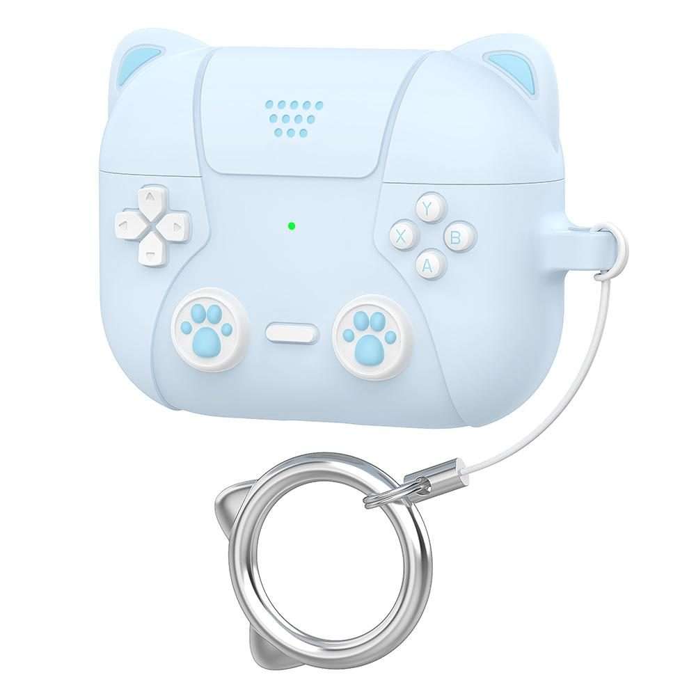 For AirPods Pro 2 / 1 XDcase Retro Cat Cartoon Silicone Earbuds Case(Blue)