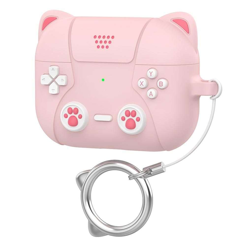 For AirPods Pro 2 / 1 XDcase Retro Cat Cartoon Silicone Earbuds Case(Pink)