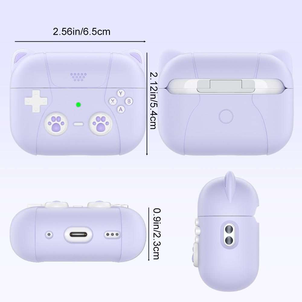 For AirPods Pro 2 / 1 XDcase Retro Cat Cartoon Silicone Earbuds Case(Dark Grey)