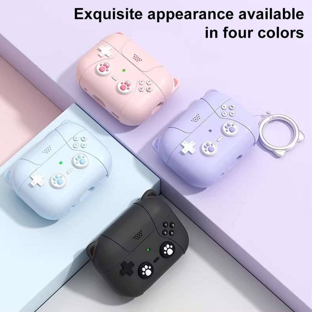 For AirPods Pro 2 / 1 XDcase Retro Cat Cartoon Silicone Earbuds Case(Dark Grey)
