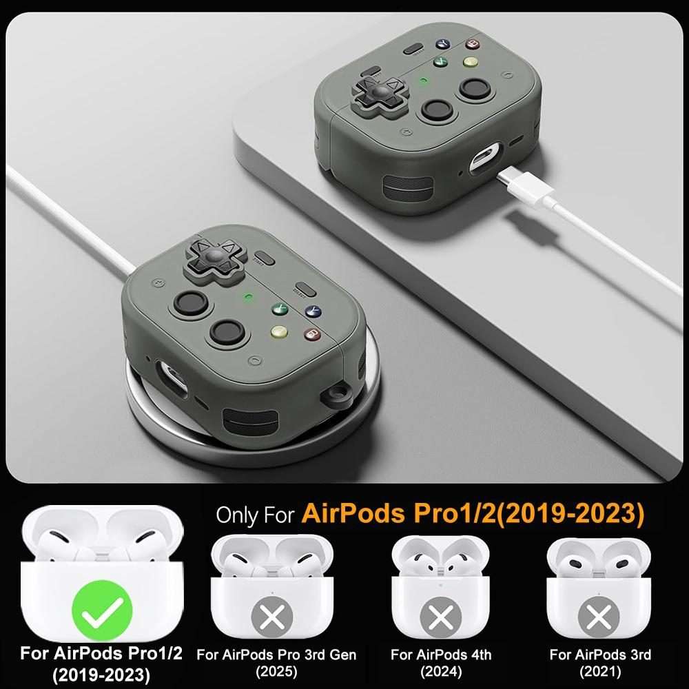 For AirPods Pro 2 / 1 XDcase Retro Game Console Design Earbuds Protective Case(Grey)