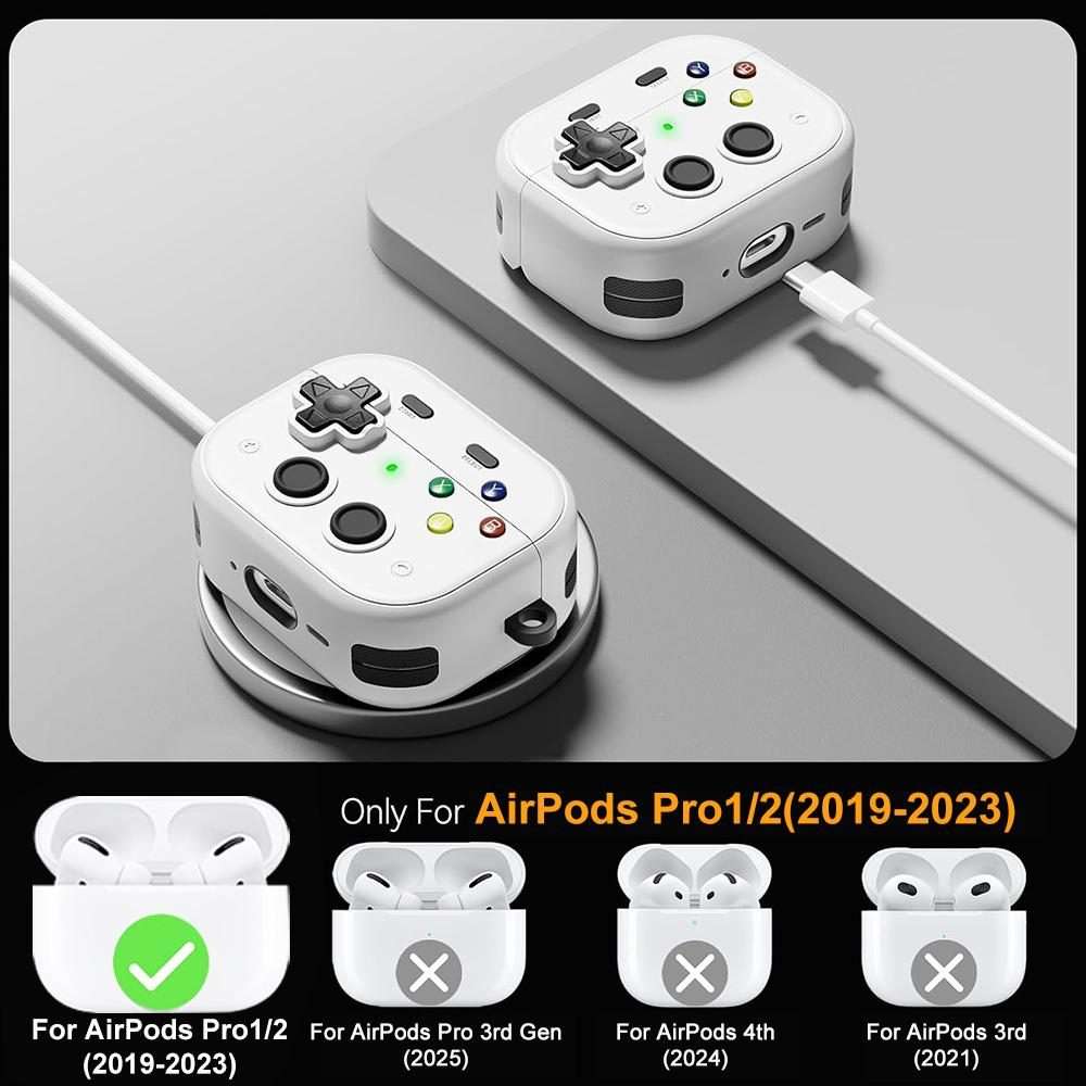 For AirPods Pro 2 / 1 XDcase Retro Game Console Design Earbuds Protective Case(White)
