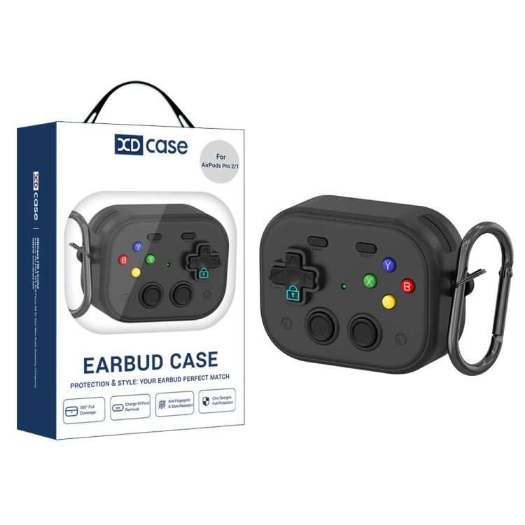 For AirPods Pro 2 / 1 XDcase Retro Game Console Design Earbuds Protective Case(Black)
