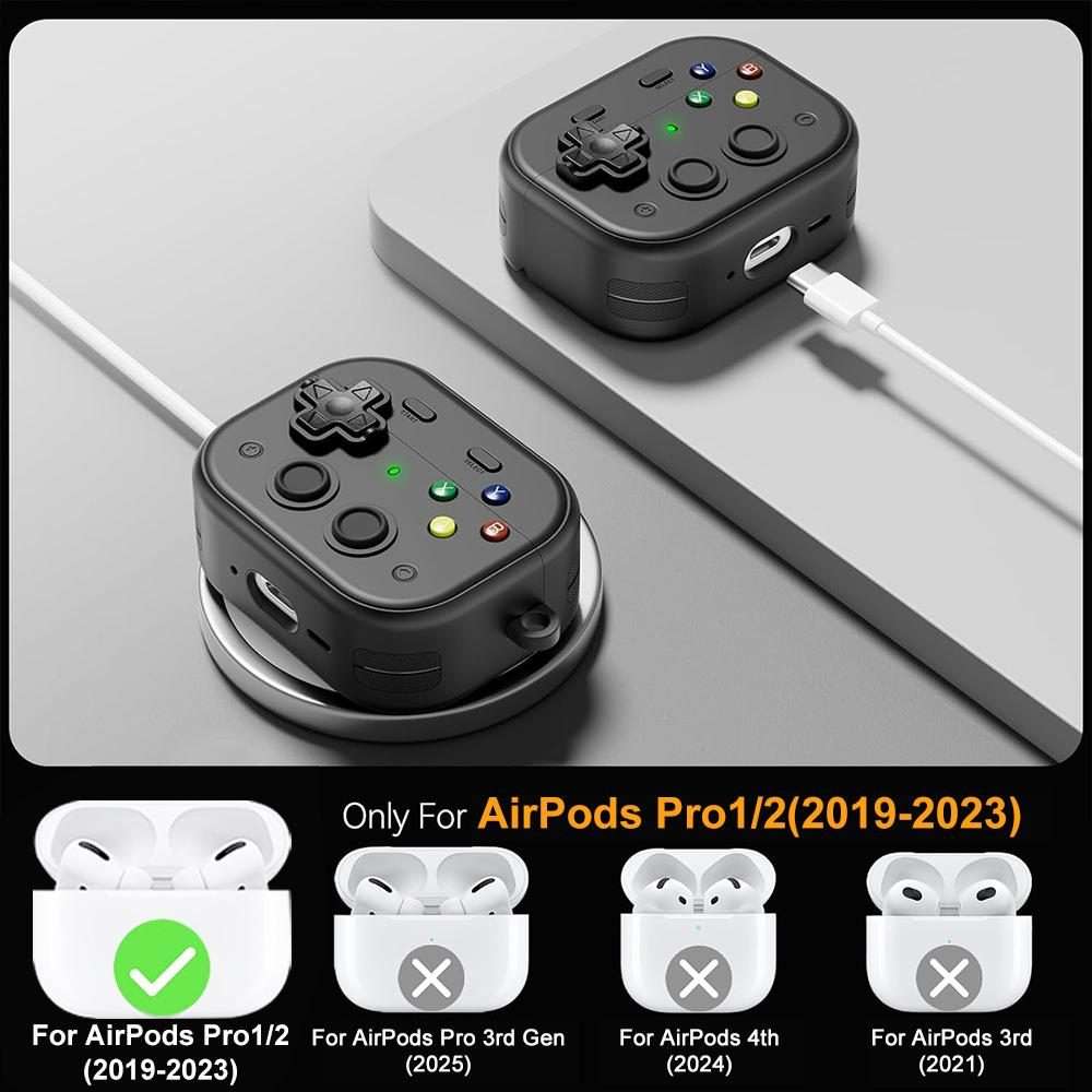 For AirPods Pro 2 / 1 XDcase Retro Game Console Design Earbuds Protective Case(Black)