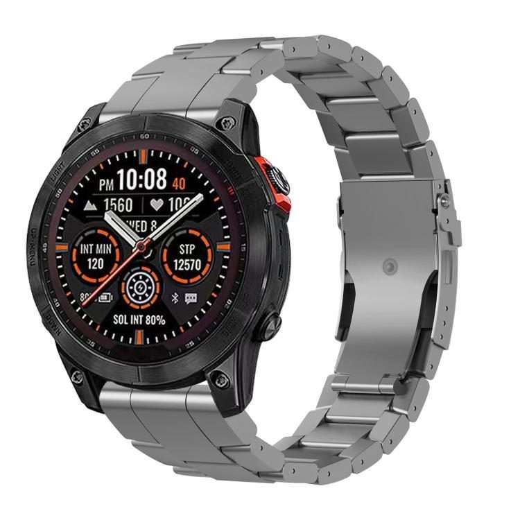 For Garmin 26mm Safety Bckle Titanium Alloy Quick Release Watch Band(Grey)