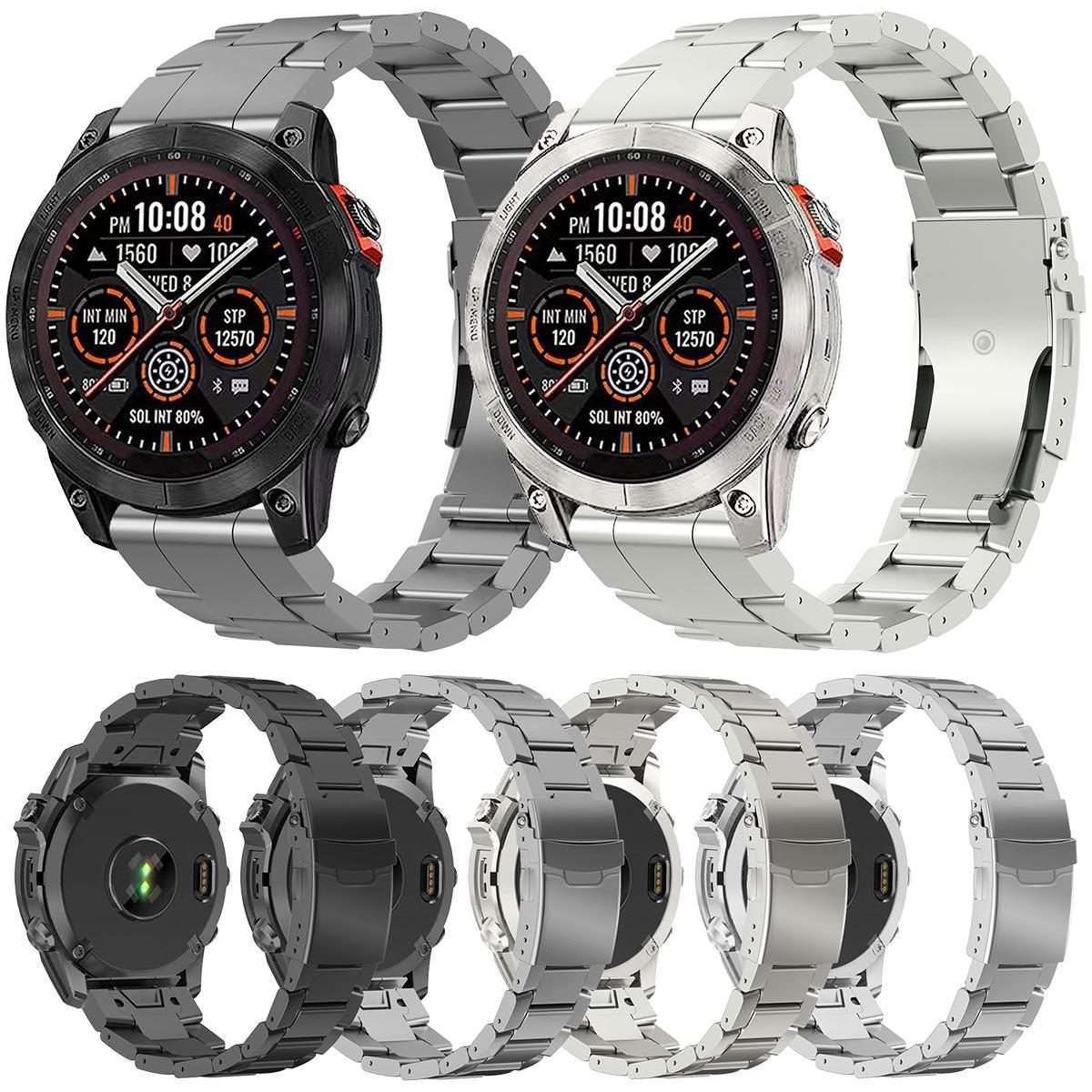 For Garmin 26mm Safety Bckle Titanium Alloy Quick Release Watch Band(Grey)
