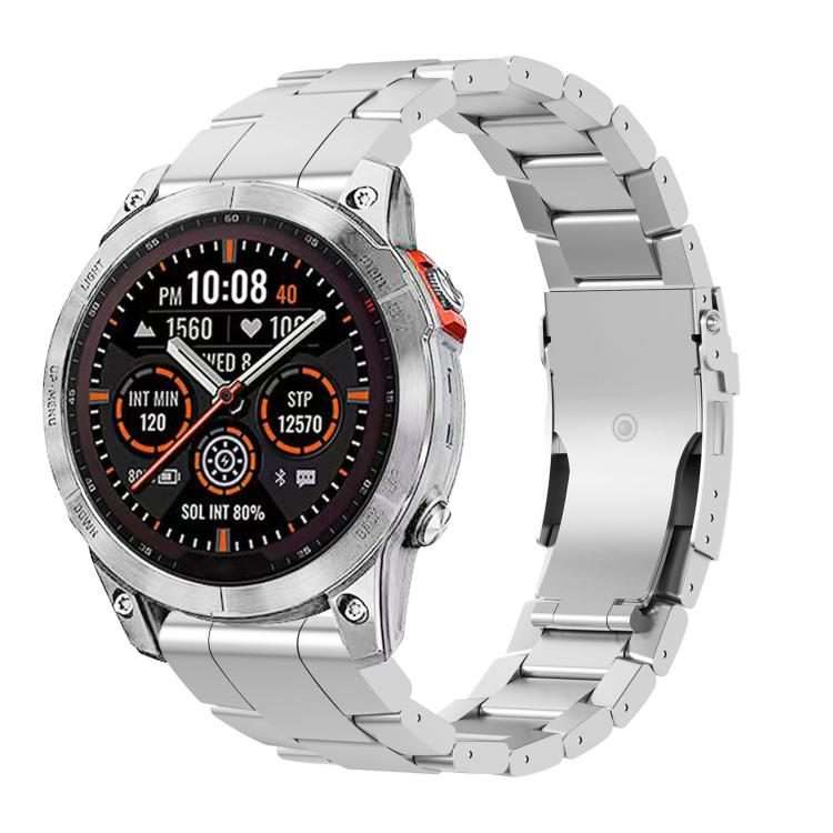 For Garmin 26mm Safety Bckle Titanium Alloy Quick Release Watch Band(Silver)