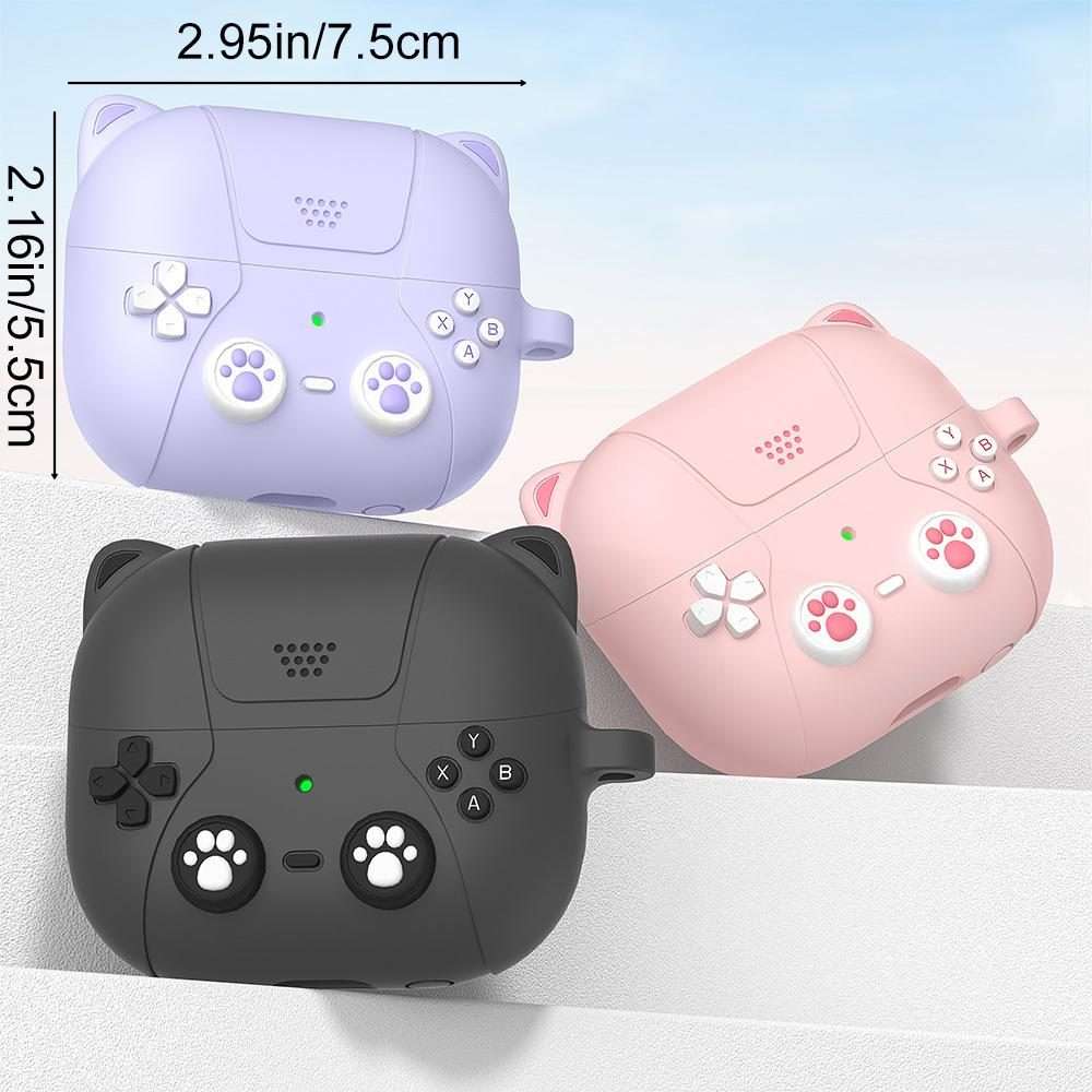 For Samsung Galaxy Buds3 / 3 Pro / 3 FE XDcase Retro Cat Cartoon Silicone Earbuds Case(Dark Grey)