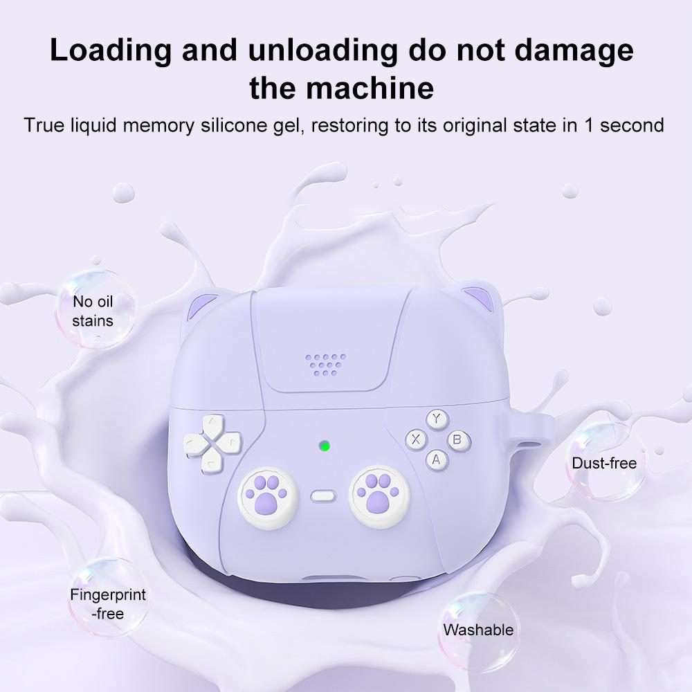 For Samsung Galaxy Buds3 / 3 Pro / 3 FE XDcase Retro Cat Cartoon Silicone Earbuds Case(Dark Grey)