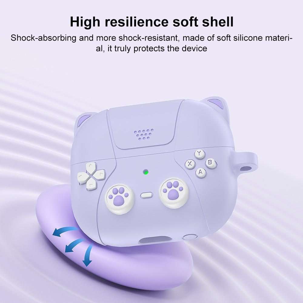 For Samsung Galaxy Buds3 / 3 Pro / 3 FE XDcase Retro Cat Cartoon Silicone Earbuds Case(Dark Grey)