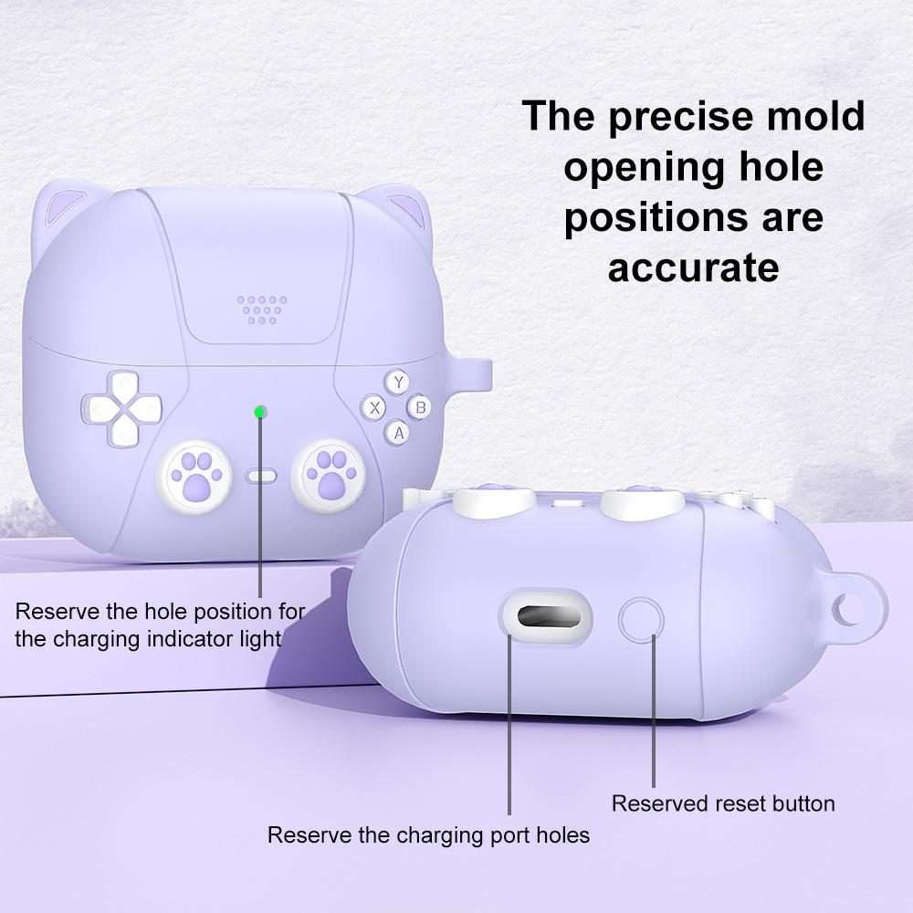 For Samsung Galaxy Buds3 / 3 Pro / 3 FE XDcase Retro Cat Cartoon Silicone Earbuds Case(Dark Grey)