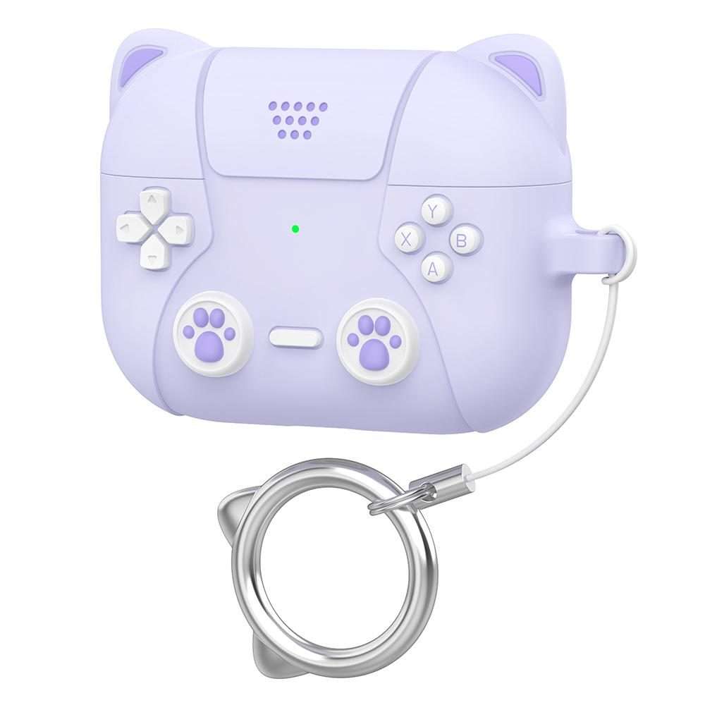 For Samsung Galaxy Buds3 / 3 Pro / 3 FE XDcase Retro Cat Cartoon Silicone Earbuds Case(Purple)