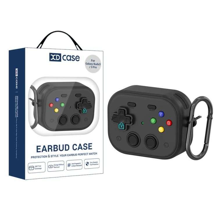 For Samsung Galaxy Buds3 / 3 Pro / 3 FE XDcase Retro Game Console Design Earbuds Prote ... (Black)