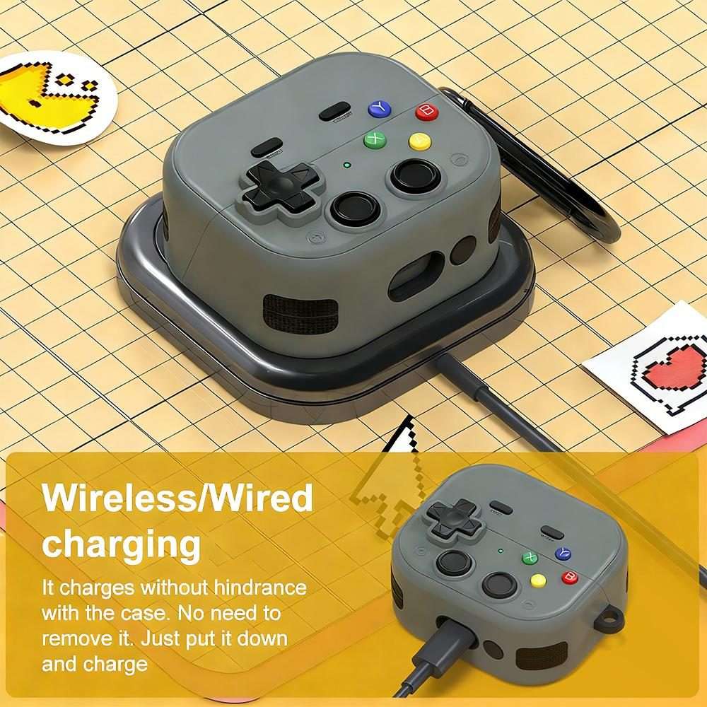 For Samsung Galaxy Buds3 / 3 Pro / 3 FE XDcase Retro Game Console Design Earbuds Prote ... (White)