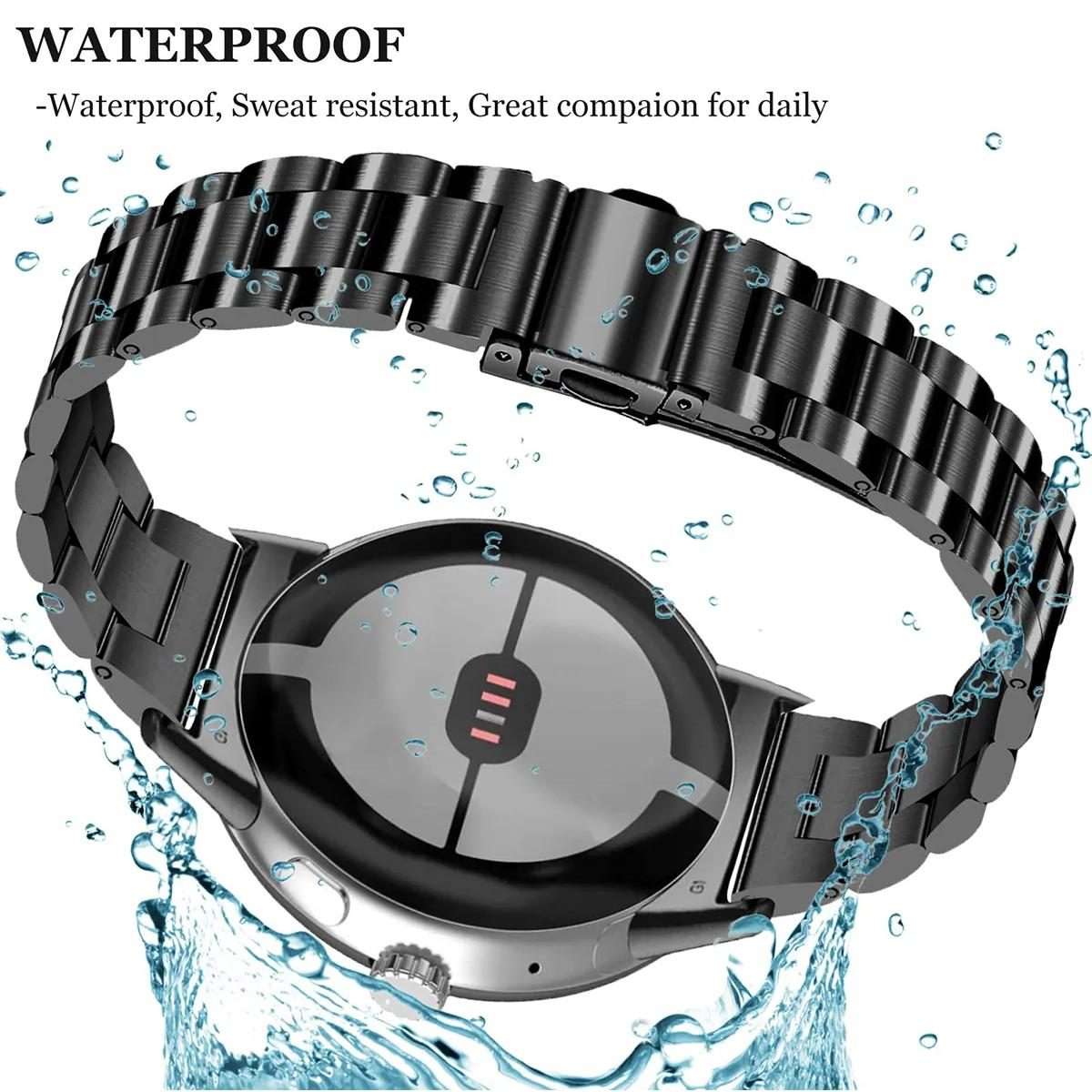 For Google Pixel Watch 4 / 3 / 2 / 1 41mm Slim Three Beads Stainless Steel Watch Band(Silver)