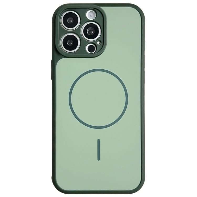 For iPhone 12 Pro Max Skin Feel Color Blocking Cooling Magnetic Phone Case(Dark Green)