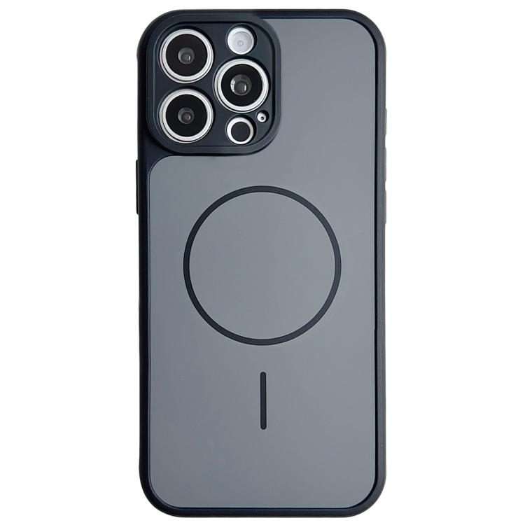 For iPhone 15 Pro Max Skin Feel Color Blocking Cooling Magnetic Phone Case(Black)