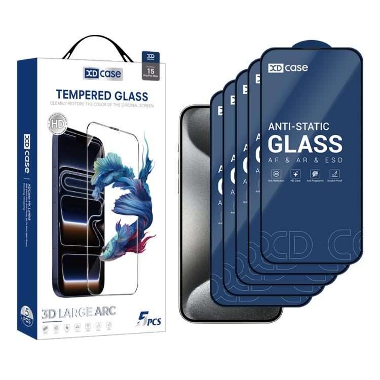 For iPhone 15 Pro Max XDcase 5pcs / Pack Silk Screen Printed HD Tempered Glass Film